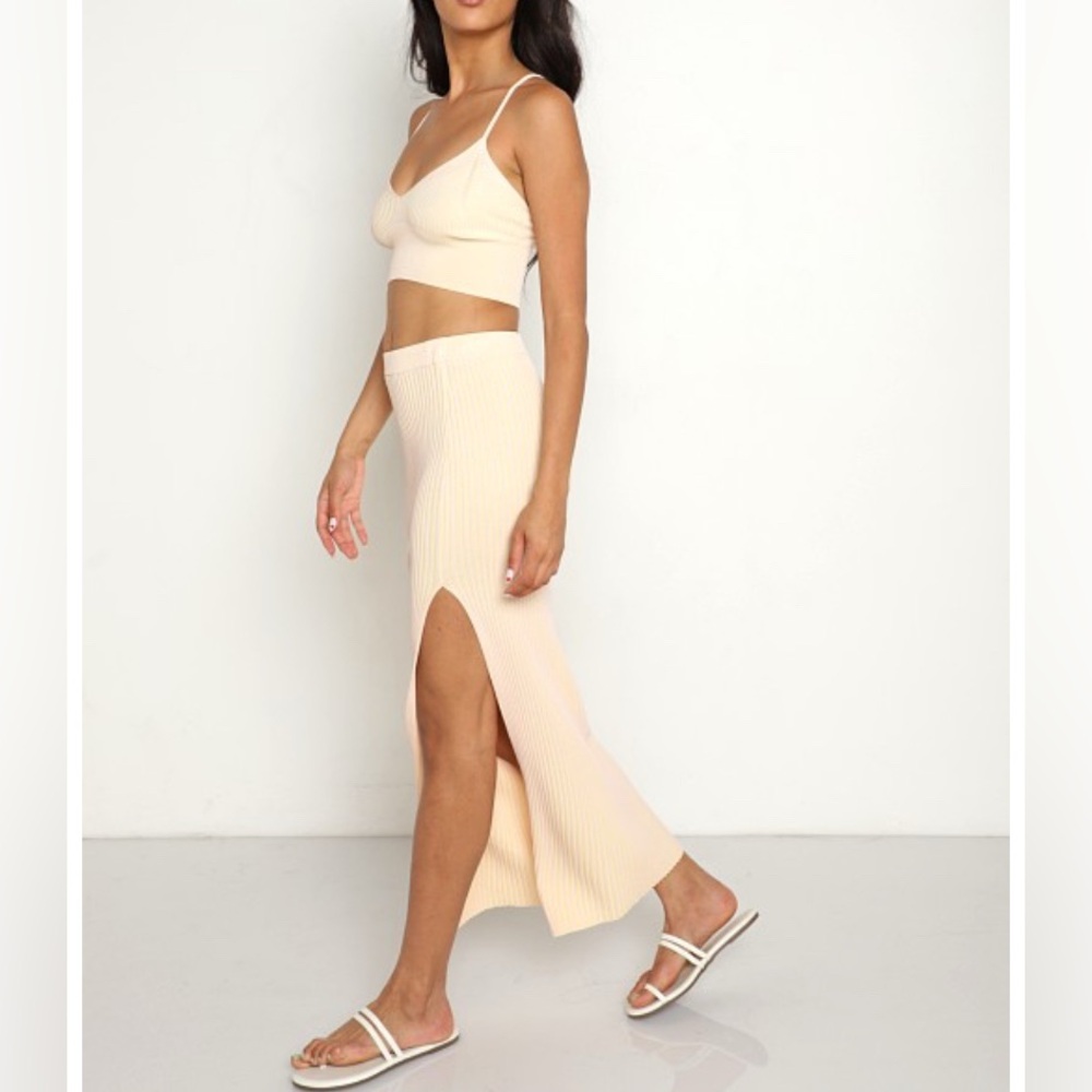 L*Space Midi Ribbed Slit Skirt